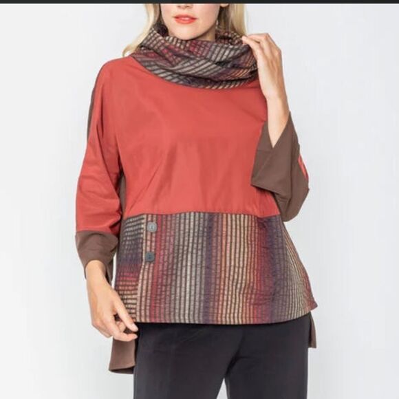 IC Collection Rust Crop Top W/ Stripe Contrast - Picture 3 of 11